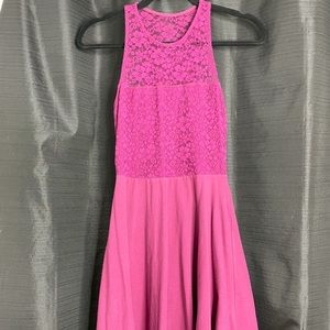 Burgundy razorback lace top dress